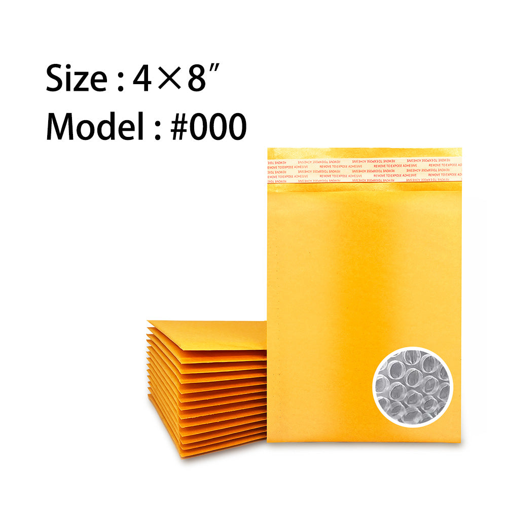 4x8 inch kraft gold bubble mailer #000 with usable size dimensions - view 2