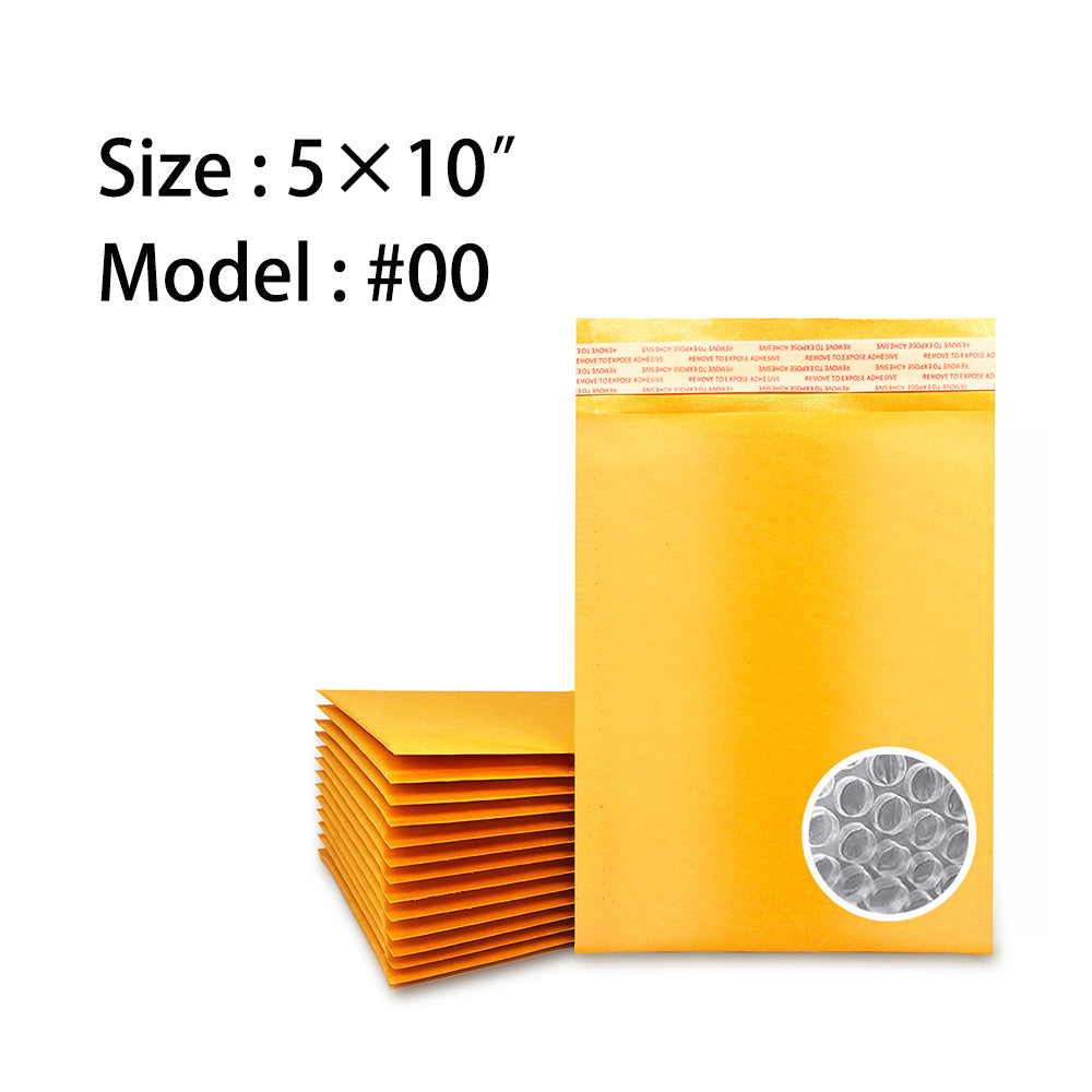 5x10 inch kraft gold bubble mailer #00 with usable size dimensions - view 2