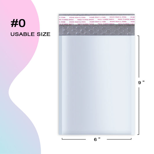 6x10 inch poly bubble mailer #0 with usable size dimensions