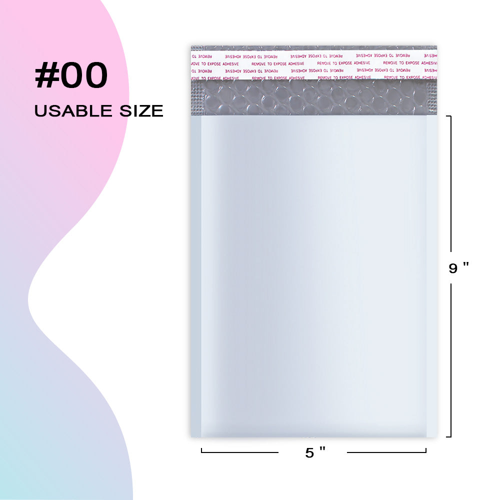 5x10 inch poly bubble mailer #00 with usable size dimensions