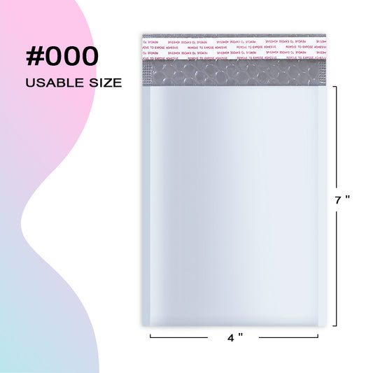 4x8 inch poly bubble mailer #000 with usable size dimensions