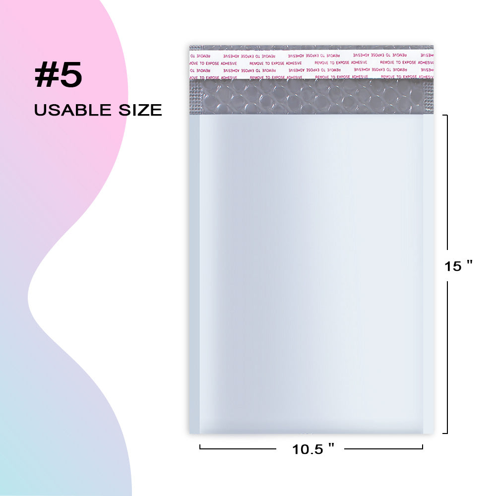 10.5x16 inch poly bubble mailer #5 with usable size dimensions