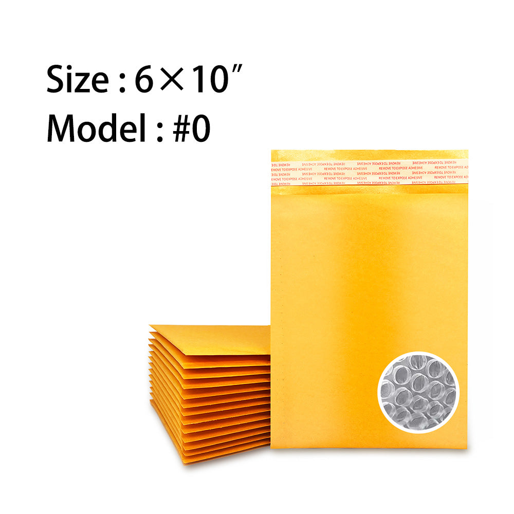 6x10 inch kraft gold bubble mailer #0 with usable size dimensions - view 2