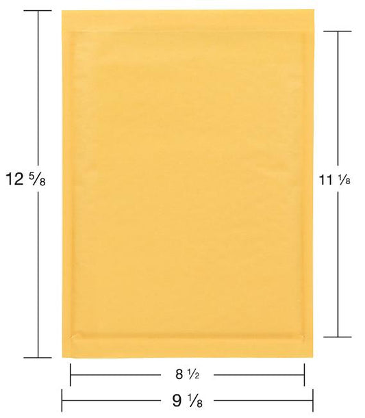 8.5x11 inch kraft gold bubble mailer #2 with usable size dimensions
